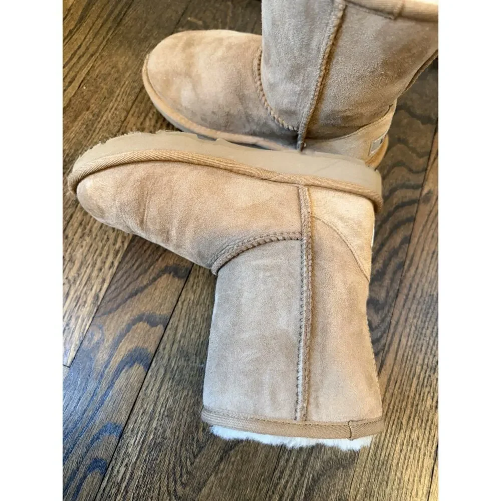 Ugg Classic Short Kids Boots Sz 1 Chestnut Brown Fur Lined